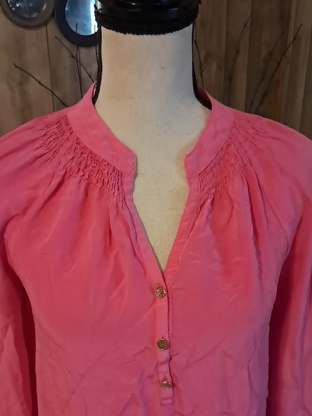 Lilly Pulitzer Elsa Roxie Pink 100% Silk Tunic Top Lightweight Preppy Popover - Picture 6 of 13